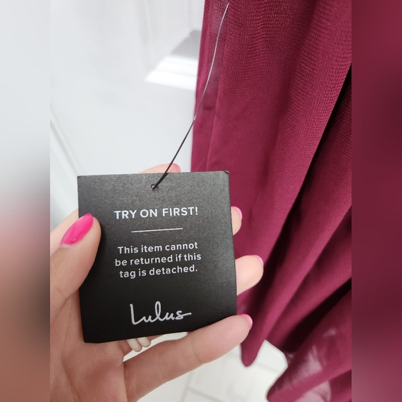 NWT LULU'S Maroon Lace Dress - Picture 7 of 8
